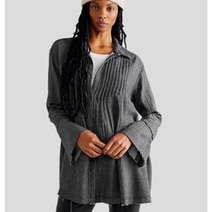 We The Free People NEW Brooks Pintuck Top Womens Small Black Pintucked Loose NWT